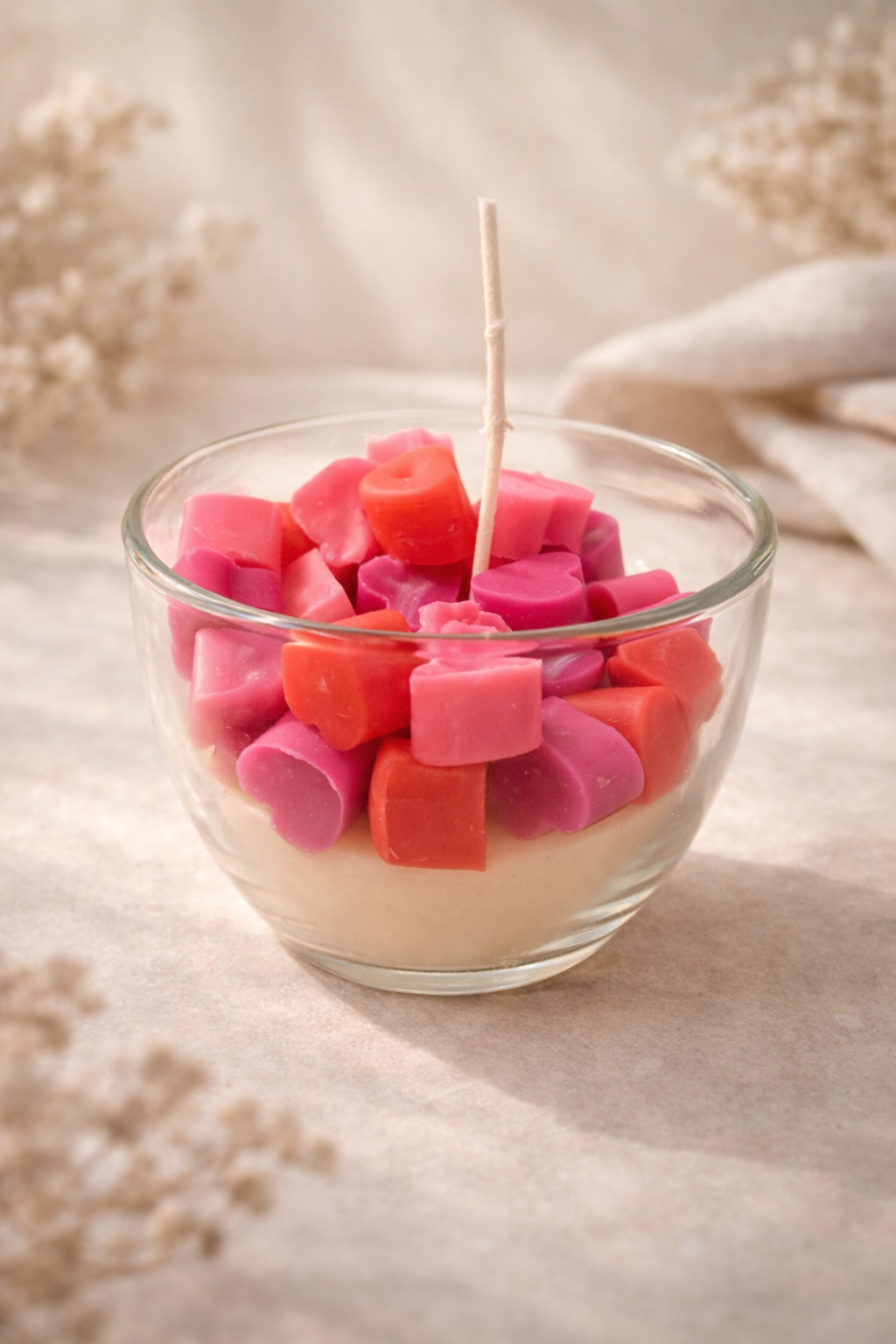 Blush Heart Confetti Candle